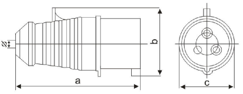 工業插頭-013-4的尺寸圖示
