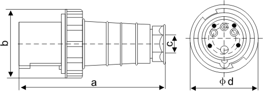 三芯工業插頭-033的規格圖示